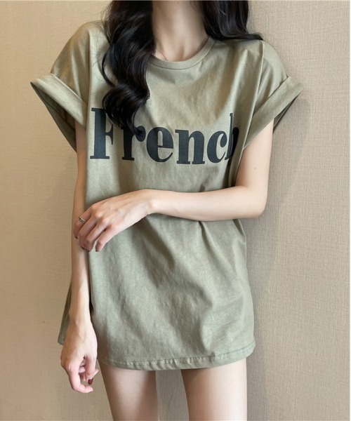 NEW GENTLEMAN(ニュージェントルマン)の「French ロゴ フレンチスリーブ Tシャツ(Tシャツ/カットソー・レディース・ホワイト/ブラック/カーキ・M/L)」の20枚目の写真