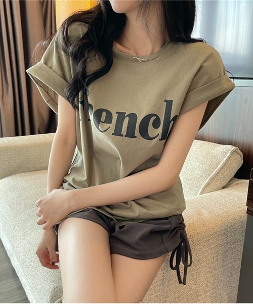 NEW GENTLEMAN(ニュージェントルマン)の「French ロゴ フレンチスリーブ Tシャツ(Tシャツ/カットソー・レディース・ホワイト/ブラック/カーキ・M/L)」の22枚目の写真