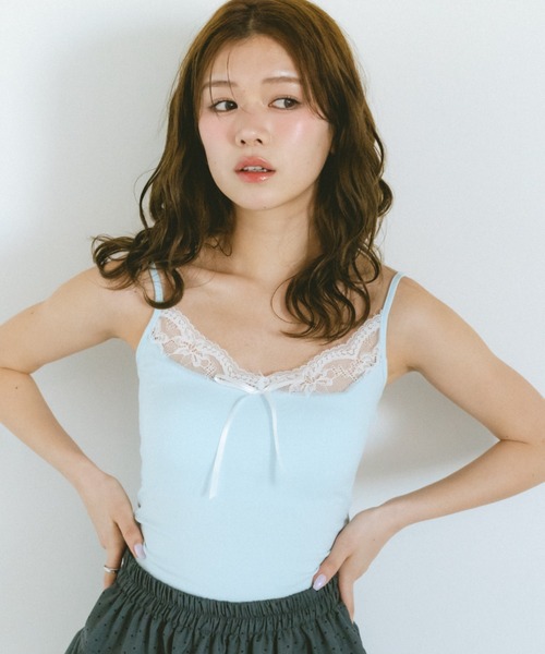 VANNIE U(ヴァニーユー)の「カップ付きレースリボンキャミソール(キャミソール・レディース・グレー/ライトブルー/ホワイト・FREE)」の7枚目の写真