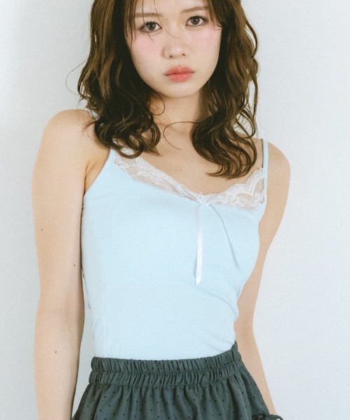 VANNIE U(ヴァニーユー)の「カップ付きレースリボンキャミソール(キャミソール・レディース・グレー/ライトブルー/ホワイト・FREE)」の10枚目の写真