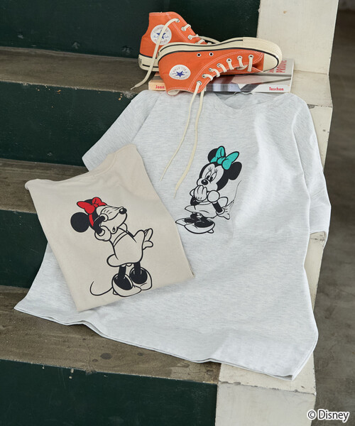 FREAK'S STORE（フリークスストア）の「限定展開　別注/Minnie Mouse/ミニーマウス/半袖 Tシャツ（Tシャツ/カットソー・レディース・ライトグレー/ブラウン/ピンク/ナチュラル/ブラック・ﾌﾘ-）」の6枚目の写真