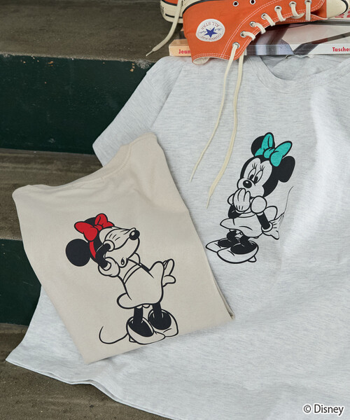 FREAK'S STORE（フリークスストア）の「限定展開　別注/Minnie Mouse/ミニーマウス/半袖 Tシャツ（Tシャツ/カットソー・レディース・ライトグレー/ブラウン/ピンク/ナチュラル/ブラック・ﾌﾘ-）」の7枚目の写真