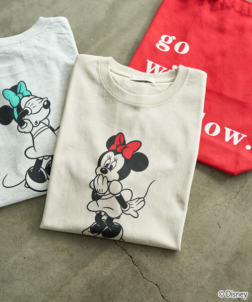 FREAK'S STORE（フリークスストア）の「限定展開　別注/Minnie Mouse/ミニーマウス/半袖 Tシャツ（Tシャツ/カットソー・レディース・ライトグレー/ブラウン/ピンク/ナチュラル/ブラック・ﾌﾘ-）」の10枚目の写真
