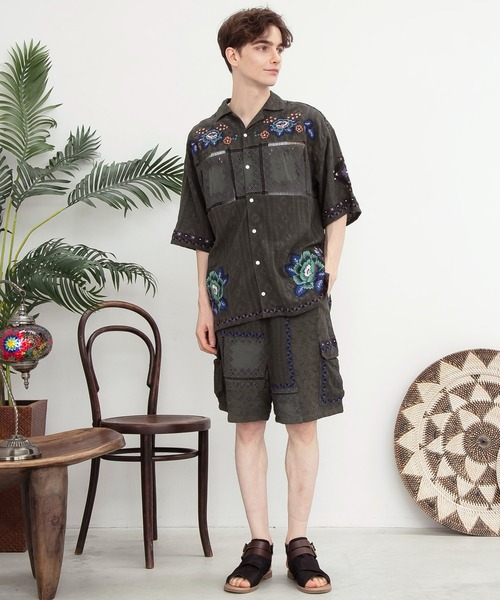 チャイハネ(チャイハネ)の「【チャイハネ】ロザリナMEN'S開襟シャツ(シャツ/ブラウス・メンズ・ホワイト/ブラウン/カーキ・FREE)」の10枚目の写真