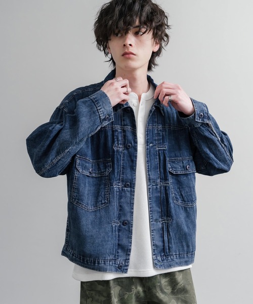 KRIFF MAYER(クリフメイヤー)の「KRIFF MAYER オーバーサイズエアーライトデニムジャケット 2545101(デニムジャケット・メンズ・ダークブルー/ライトブルー/チャコール・XL/L/M)」の5枚目の写真