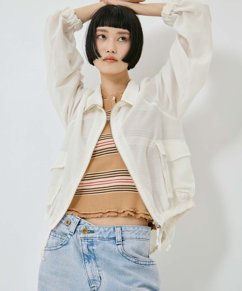 AKANE UTSUNOMIYA(アカネウツノミヤ)の「【AKANE UTSUNOMIYA/アカネウツノミヤ】AKES-012K【ボーダーニットトップス】(ベスト・レディース・グレー/ベージュ・FREE)」の3枚目の写真