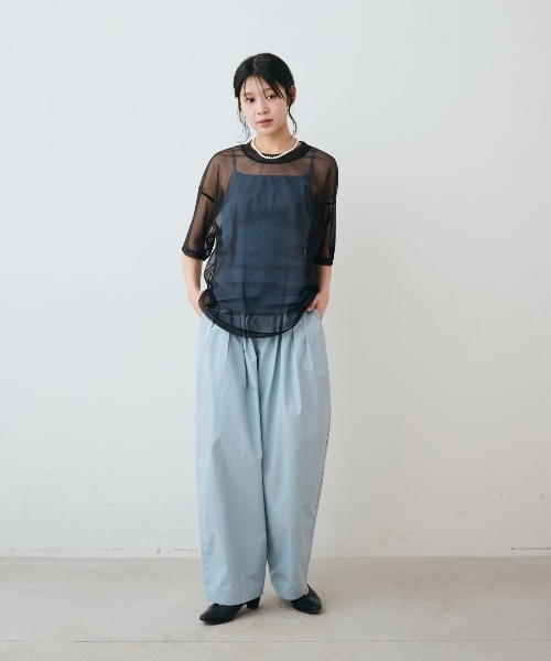 THREE FIFTY STANDARD(スリーフィフティースタンダード)の「THREE FIFTY STANDARD シアーなオーバーTシャツ(Tシャツ/カットソー・レディース・ブルー/チョコ/ブラック・M/L/LL/3L)」の8枚目の写真
