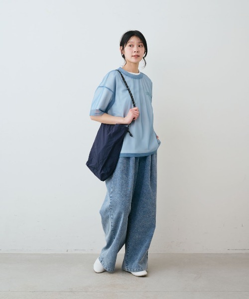 THREE FIFTY STANDARD(スリーフィフティースタンダード)の「THREE FIFTY STANDARD シアーなオーバーTシャツ(Tシャツ/カットソー・レディース・ブルー/チョコ/ブラック・M/L/LL/3L)」の12枚目の写真