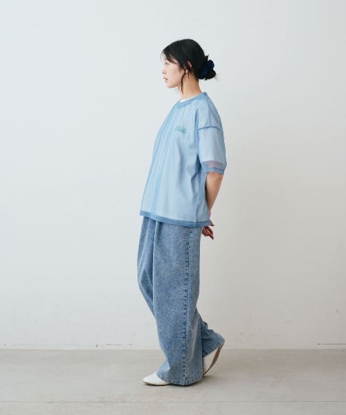 THREE FIFTY STANDARD(スリーフィフティースタンダード)の「THREE FIFTY STANDARD シアーなオーバーTシャツ(Tシャツ/カットソー・レディース・ブルー/チョコ/ブラック・M/L/LL/3L)」の13枚目の写真