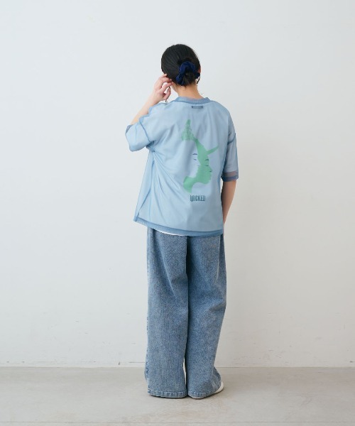 THREE FIFTY STANDARD(スリーフィフティースタンダード)の「THREE FIFTY STANDARD シアーなオーバーTシャツ(Tシャツ/カットソー・レディース・ブルー/チョコ/ブラック・M/L/LL/3L)」の14枚目の写真