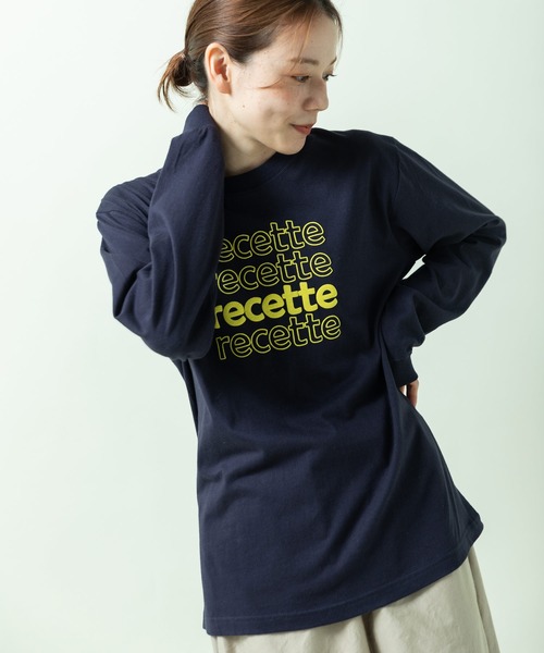 PAR ICI(パーリッシィ)の「recette ロゴロンT(Tシャツ/カットソー・レディース・ネイビー/グレー・FREE)」の2枚目の写真