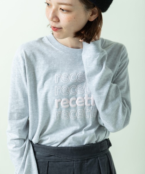 PAR ICI(パーリッシィ)の「recette ロゴロンT(Tシャツ/カットソー・レディース・ネイビー/グレー・FREE)」の1枚目の写真