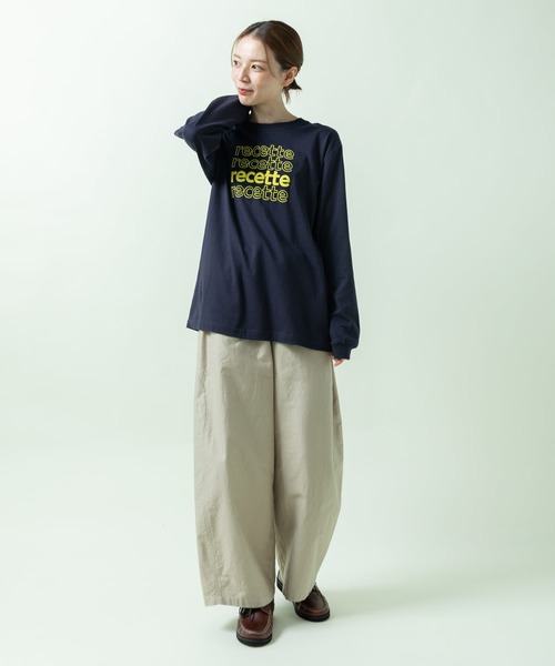 PAR ICI(パーリッシィ)の「recette ロゴロンT(Tシャツ/カットソー・レディース・ネイビー/グレー・FREE)」の4枚目の写真