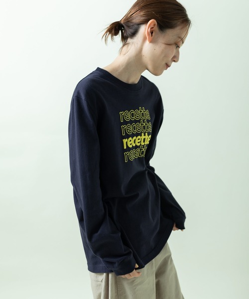 PAR ICI(パーリッシィ)の「recette ロゴロンT(Tシャツ/カットソー・レディース・ネイビー/グレー・FREE)」の7枚目の写真