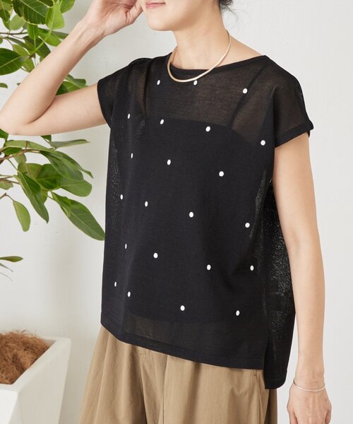 BEARDSLEY（ビアズリー）の「ドット刺繍ニット（ニット/セーター・レディース・グレー/ブラック・FREE）」の2枚目の写真