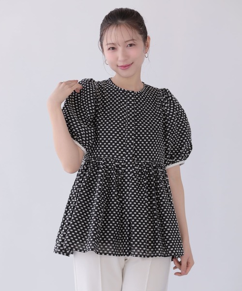 Fit more(フィットモア)の「フリンジドットジャガードバックリボンブラウス(シャツ/ブラウス・レディース・ブラック×ホワイト/ホワイト/ホワイト×ブラック・FREE)」の12枚目の写真