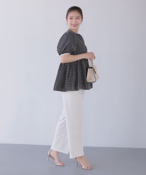 Fit more(フィットモア)の「フリンジドットジャガードバックリボンブラウス(シャツ/ブラウス・レディース・ブラック×ホワイト/ホワイト/ホワイト×ブラック・FREE)」の13枚目の写真