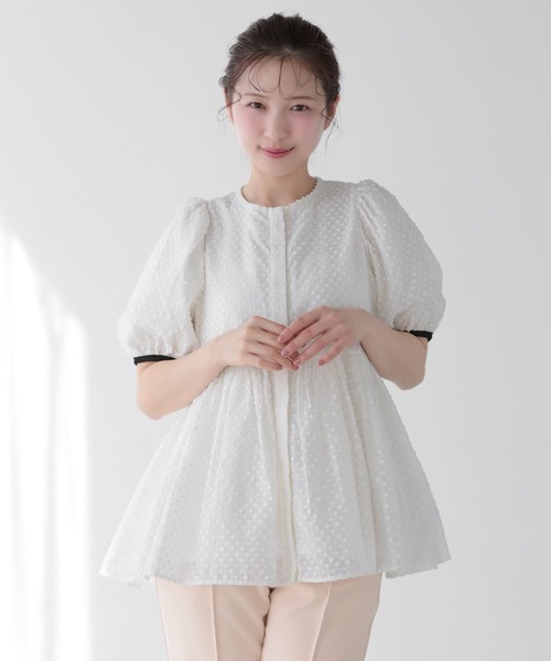 Fit more(フィットモア)の「フリンジドットジャガードバックリボンブラウス(シャツ/ブラウス・レディース・ブラック×ホワイト/ホワイト/ホワイト×ブラック・FREE)」の16枚目の写真