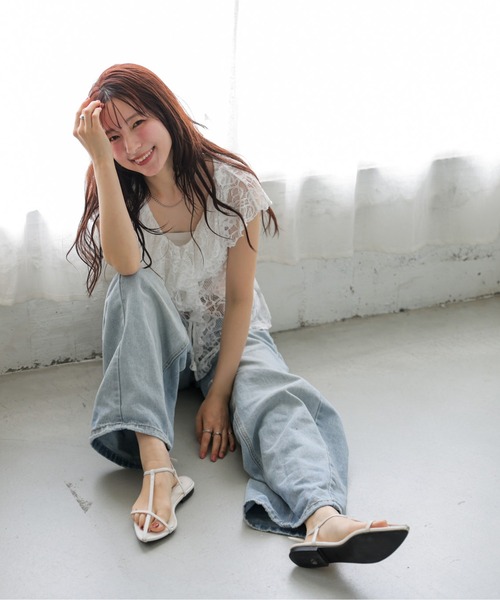 SUGAR BISKET(シュガービスケット)の「ラッフルフリルレースブラウス(シャツ/ブラウス・レディース・ブラック/ホワイト・フリー)」の9枚目の写真