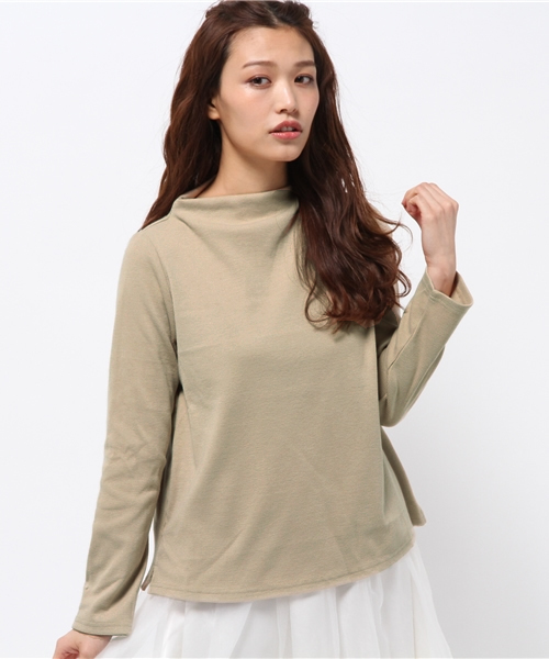 mystic(ミスティック)の「【mystic】しっかりテレコボトルネックプルオーバー(Tシャツ/カットソー・レディース・ブラック/グレー/オフホワイト/ピンク/ベージュ・フリ-)」の5枚目の写真