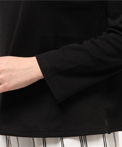 mystic(ミスティック)の「【mystic】しっかりテレコボトルネックプルオーバー(Tシャツ/カットソー・レディース・ブラック/グレー/オフホワイト/ピンク/ベージュ・フリ-)」の10枚目の写真