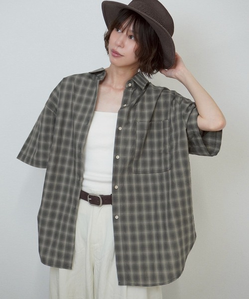 gossara(ゴサラ)の「【ナチュラルな風合い】チェックシャツ(シャツ/ブラウス・レディース・チャコールグレー/グレー・FREE)」の3枚目の写真
