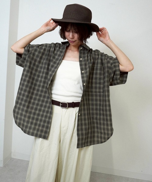 gossara(ゴサラ)の「【ナチュラルな風合い】チェックシャツ(シャツ/ブラウス・レディース・チャコールグレー/グレー・FREE)」の18枚目の写真