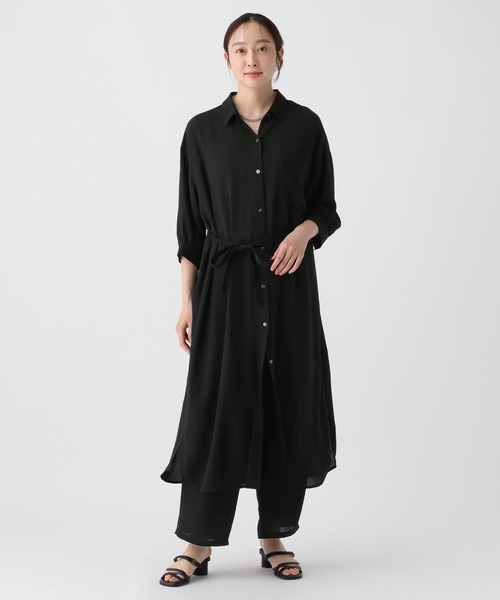Elura(エルーラ)の「≪イージーケア・速乾≫サラサラサマーシャツワンピース/742054(ワンピース・レディース・オフホワイト/ブラック・FREE/FREE(S))」の15枚目の写真