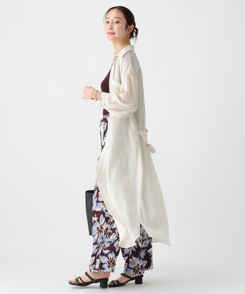 Elura(エルーラ)の「≪イージーケア・速乾≫サラサラサマーシャツワンピース/742054(ワンピース・レディース・オフホワイト/ブラック・FREE/FREE(S))」の17枚目の写真