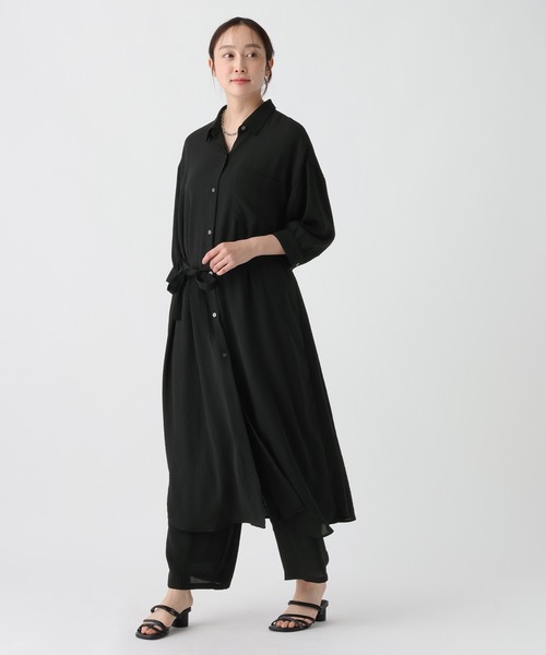 Elura(エルーラ)の「≪イージーケア・速乾≫サラサラサマーシャツワンピース/742054(ワンピース・レディース・オフホワイト/ブラック・FREE/FREE(S))」の19枚目の写真