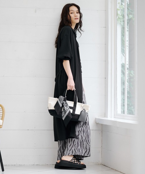 Elura(エルーラ)の「≪イージーケア・速乾≫サラサラサマーシャツワンピース/742054(ワンピース・レディース・オフホワイト/ブラック・FREE/FREE(S))」の20枚目の写真