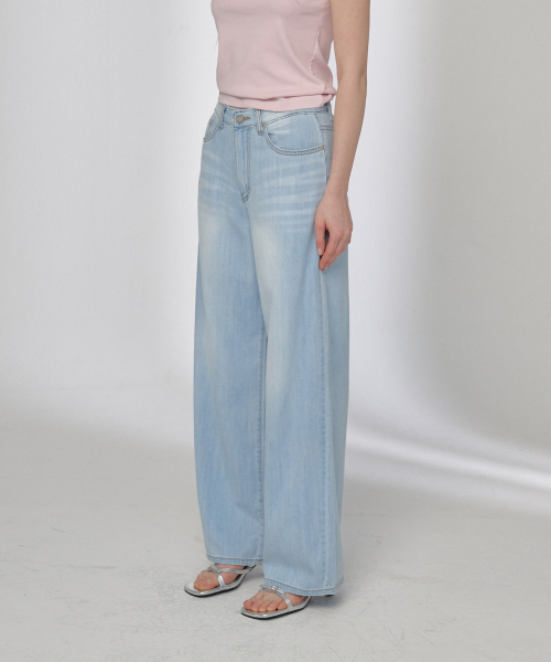 BUTTON UP(ボタンアップ)の「クラシックウォッシュドワイドデニムパンツ(ライトブルー)(デニムパンツ・レディース・その他・SMALL/MEDIUM/LARGE)」の2枚目の写真