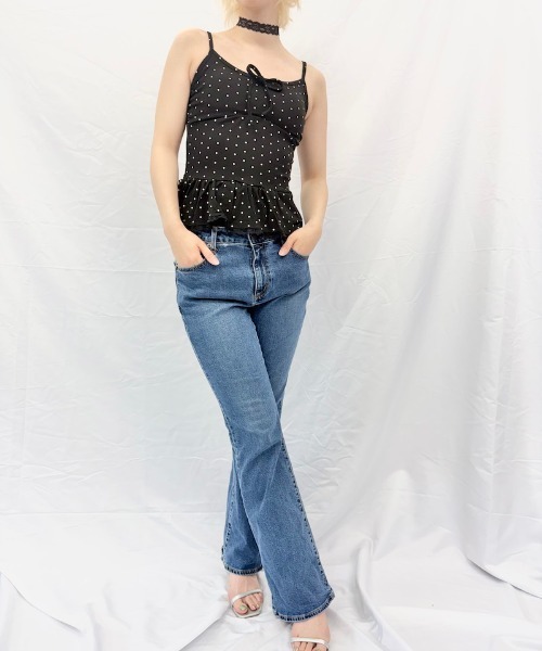 Alite cloth(アリーテクロス)の「チョーカーリボン付き裾フリルレースキャミソール/パット付き(キャミソール・レディース・グレー/ブラウン/ブラック/ホワイト・FREE)」の8枚目の写真