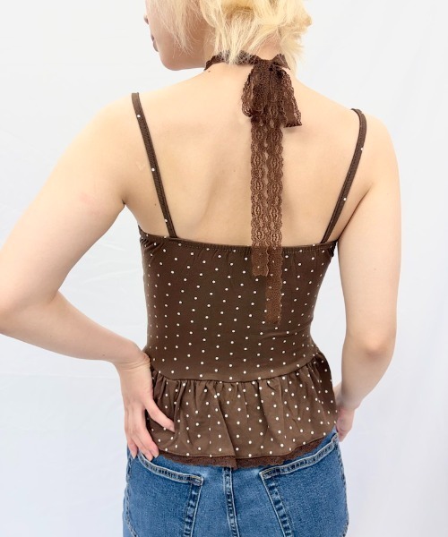 Alite cloth(アリーテクロス)の「チョーカーリボン付き裾フリルレースキャミソール/パット付き(キャミソール・レディース・グレー/ブラウン/ブラック/ホワイト・FREE)」の10枚目の写真