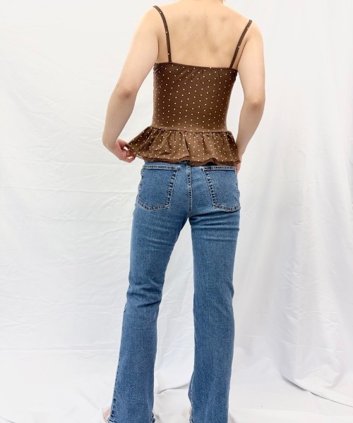 Alite cloth(アリーテクロス)の「チョーカーリボン付き裾フリルレースキャミソール/パット付き(キャミソール・レディース・グレー/ブラウン/ブラック/ホワイト・FREE)」の12枚目の写真