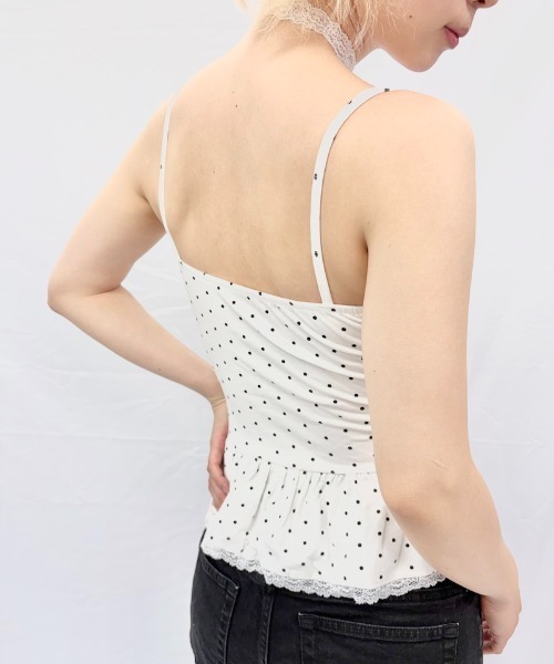 Alite cloth(アリーテクロス)の「チョーカーリボン付き裾フリルレースキャミソール/パット付き(キャミソール・レディース・グレー/ブラウン/ブラック/ホワイト・FREE)」の16枚目の写真