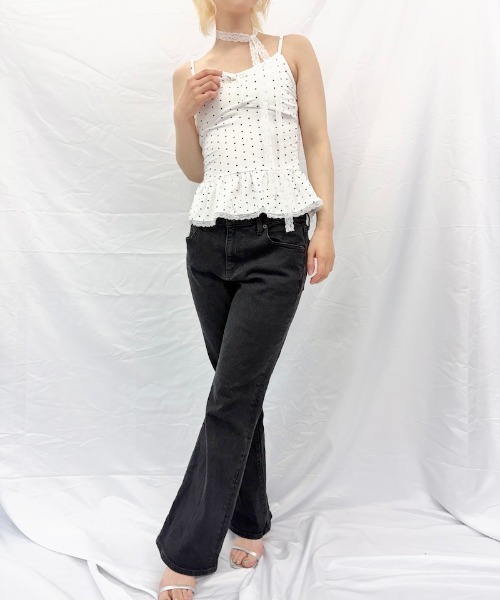 Alite cloth(アリーテクロス)の「チョーカーリボン付き裾フリルレースキャミソール/パット付き(キャミソール・レディース・グレー/ブラウン/ブラック/ホワイト・FREE)」の17枚目の写真