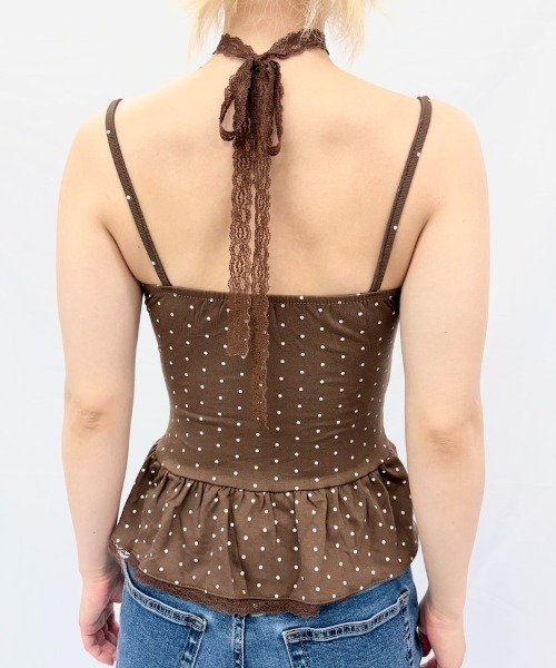 Alite cloth(アリーテクロス)の「チョーカーリボン付き裾フリルレースキャミソール/パット付き(キャミソール・レディース・グレー/ブラウン/ブラック/ホワイト・FREE)」の20枚目の写真