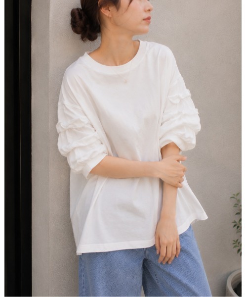 FAZVY(ファズビー)の「バブルスリーブTシャツ(Tシャツ/カットソー・レディース・ホワイト/ブラック・FREE)」の22枚目の写真