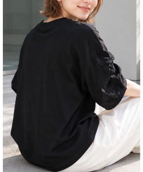 FAZVY(ファズビー)の「バブルスリーブTシャツ(Tシャツ/カットソー・レディース・ホワイト/ブラック・FREE)」の8枚目の写真