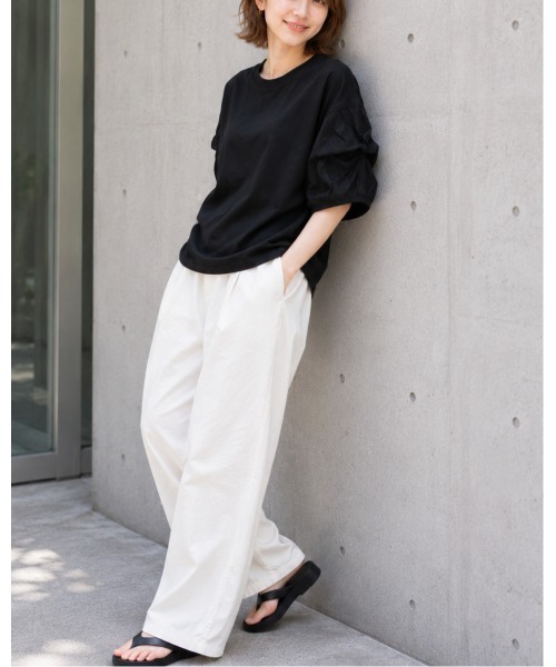 FAZVY(ファズビー)の「バブルスリーブTシャツ(Tシャツ/カットソー・レディース・ホワイト/ブラック・FREE)」の9枚目の写真