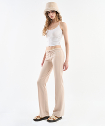 Low-Waist Leggings Boot-Cut Pants (Cream)