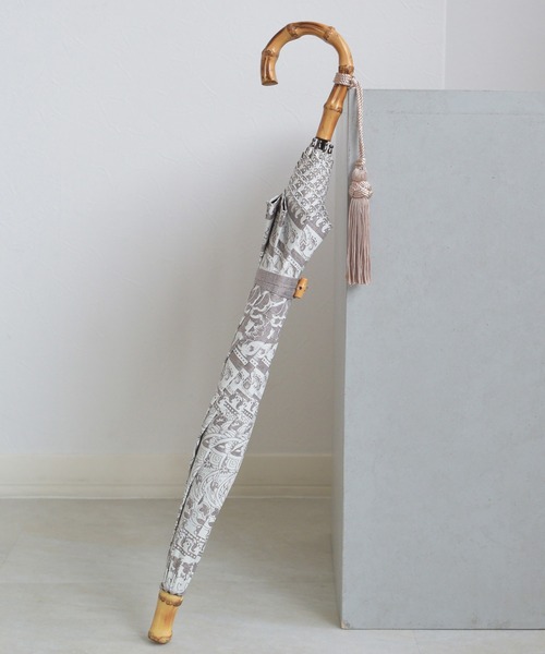 日傘 完全遮光100％ スライドショート47cm インド更紗パネル