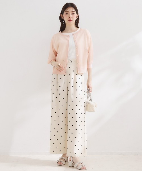 couture brooch(クチュールブローチ)の「【前後2WAY・洗える】愛され5分袖シアーカーディガン(カーディガン/ボレロ・レディース・ベビーピンク/ブラック/ライトグリーン/オフホワイト・36/38/40/42)」の7枚目の写真