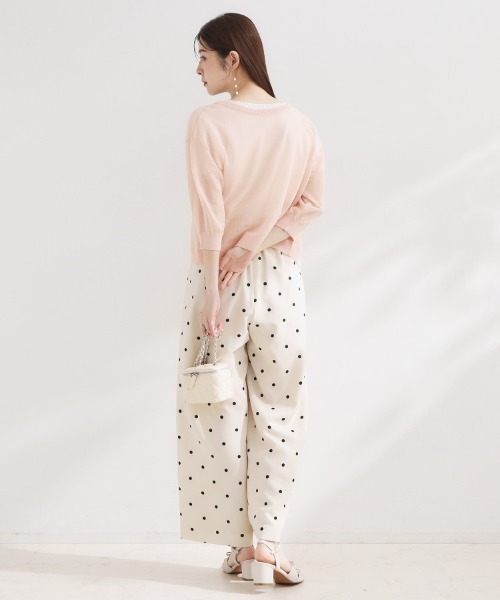 couture brooch(クチュールブローチ)の「【前後2WAY・洗える】愛され5分袖シアーカーディガン(カーディガン/ボレロ・レディース・ベビーピンク/ブラック/ライトグリーン/オフホワイト・36/38/40/42)」の8枚目の写真