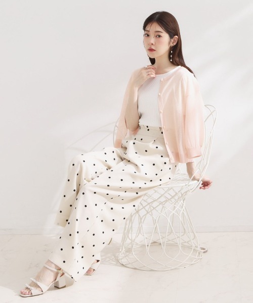 couture brooch(クチュールブローチ)の「【前後2WAY・洗える】愛され5分袖シアーカーディガン(カーディガン/ボレロ・レディース・ベビーピンク/ブラック/ライトグリーン/オフホワイト・36/38/40/42)」の15枚目の写真