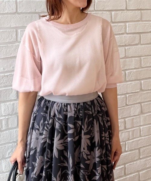 couture brooch(クチュールブローチ)の「【前後2WAY・洗える】愛され5分袖シアーカーディガン(カーディガン/ボレロ・レディース・ベビーピンク/ブラック/ライトグリーン/オフホワイト・36/38/40/42)」の19枚目の写真