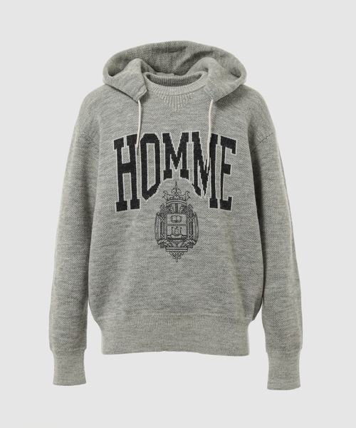 COMME des GARCONS HOMME(コム デ ギャルソン・オム)の「WOOL COLLAGE FOODY KNIT(ニット/セーター・メンズ・グレー/ネイビー・L/M/S)」の1枚目の写真