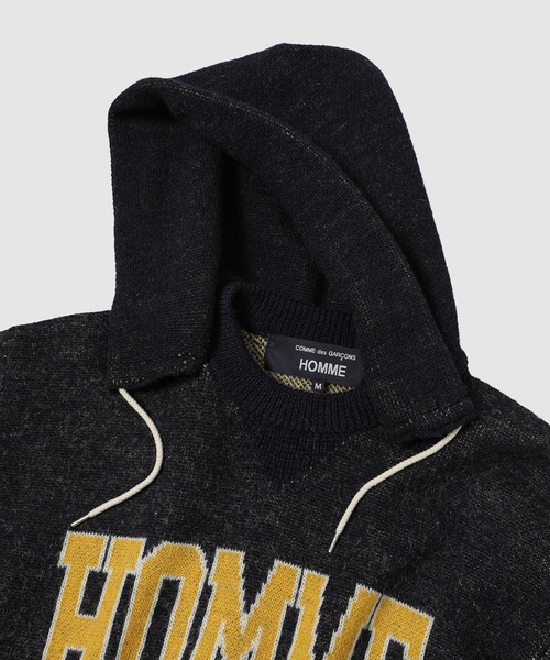 COMME des GARCONS HOMME(コム デ ギャルソン・オム)の「WOOL COLLAGE FOODY KNIT(ニット/セーター・メンズ・グレー/ネイビー・L/M/S)」の4枚目の写真