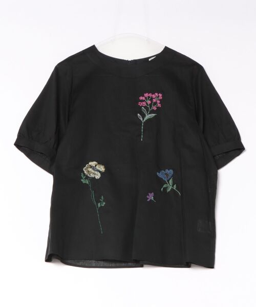 SUPER HAKKA(スーパーハッカ)の「綿麻ローン ビッグフローラルフラワー刺繍ブラウス(シャツ/ブラウス・レディース・ブラック/ライトグリーン・FREE)」の2枚目の写真